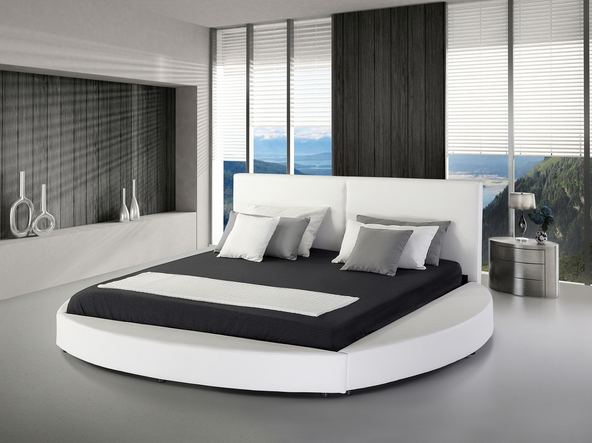 Bett, echtlederbett, lederbett, polsterbett, weiss, 180 x 200 cm ...