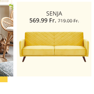 Gelbes Schlafsofa aus Samtstoff mit versteppter Rückenlehne