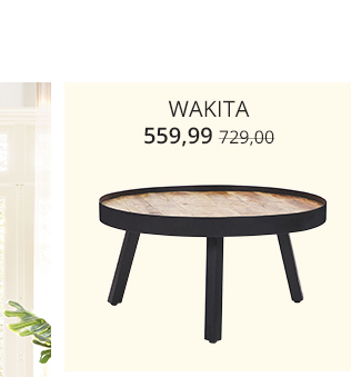 Stolik kawowy drewno mango jasne z czarnym WAKITA