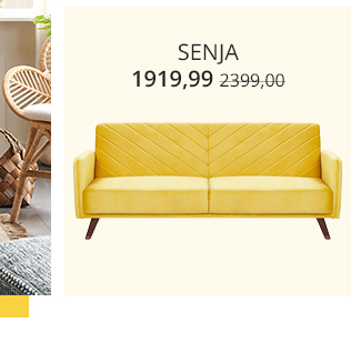 Sofa rozkładana welurowa żółta SENJA 