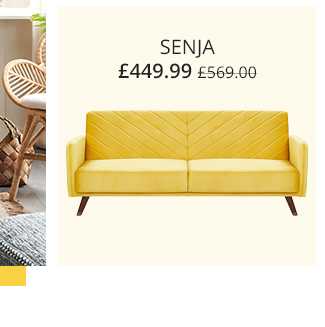 Velvet Fabric Sofa Bed Yellow SENJA 